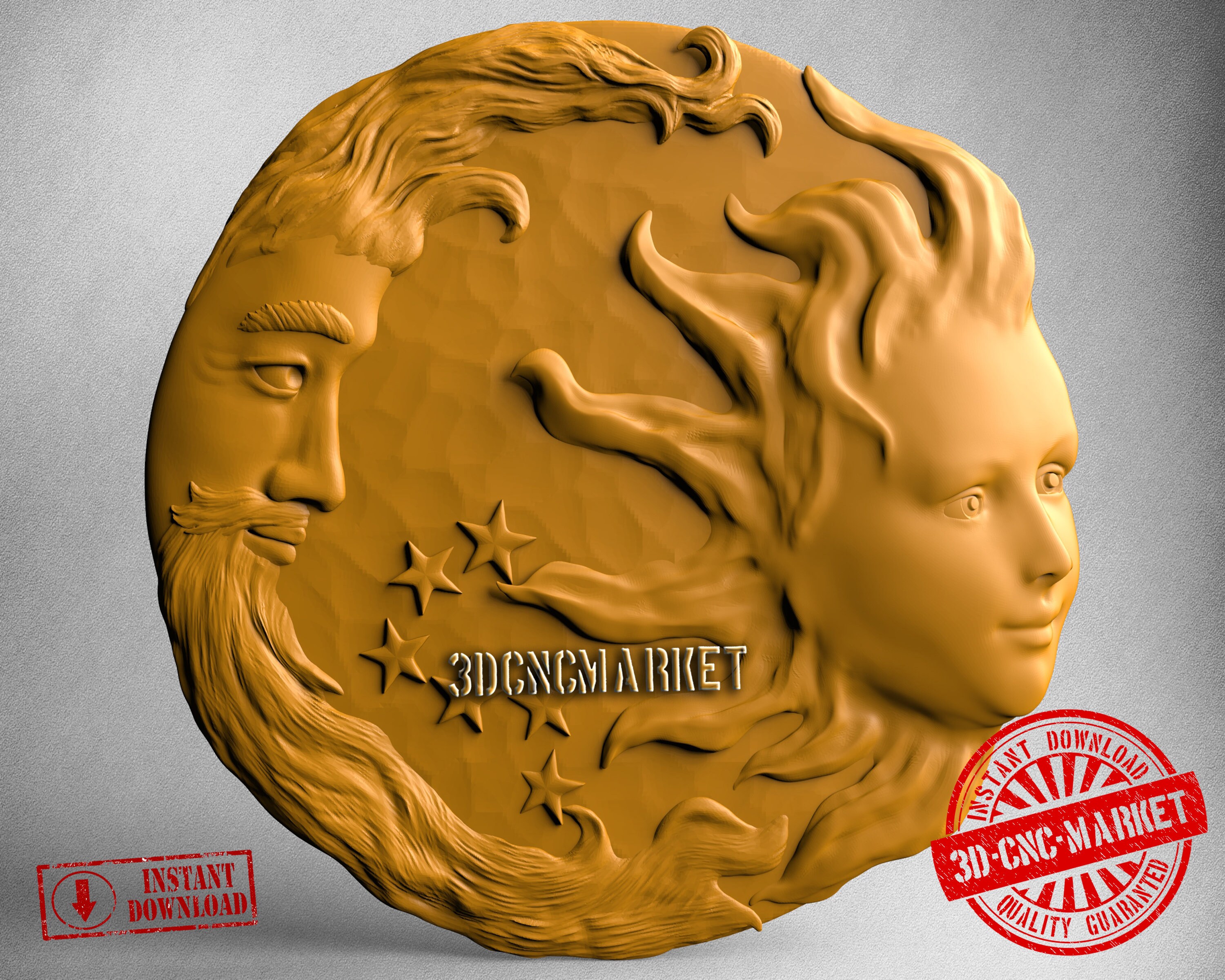 Moon 3D Stl Model 6716 for CNC Router Engraver Carving Etsy