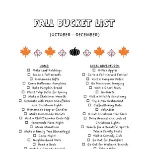 Fall Bucket List Printable - Seasonal Bucket List - Autumn Bucket List - Fall Fun - Fall Checklist – PDF