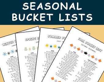 Seasonal Bucket List Printable - All 4 Seasons of Fun - Winter, Spring, Summer, Fall Checklists – PDF