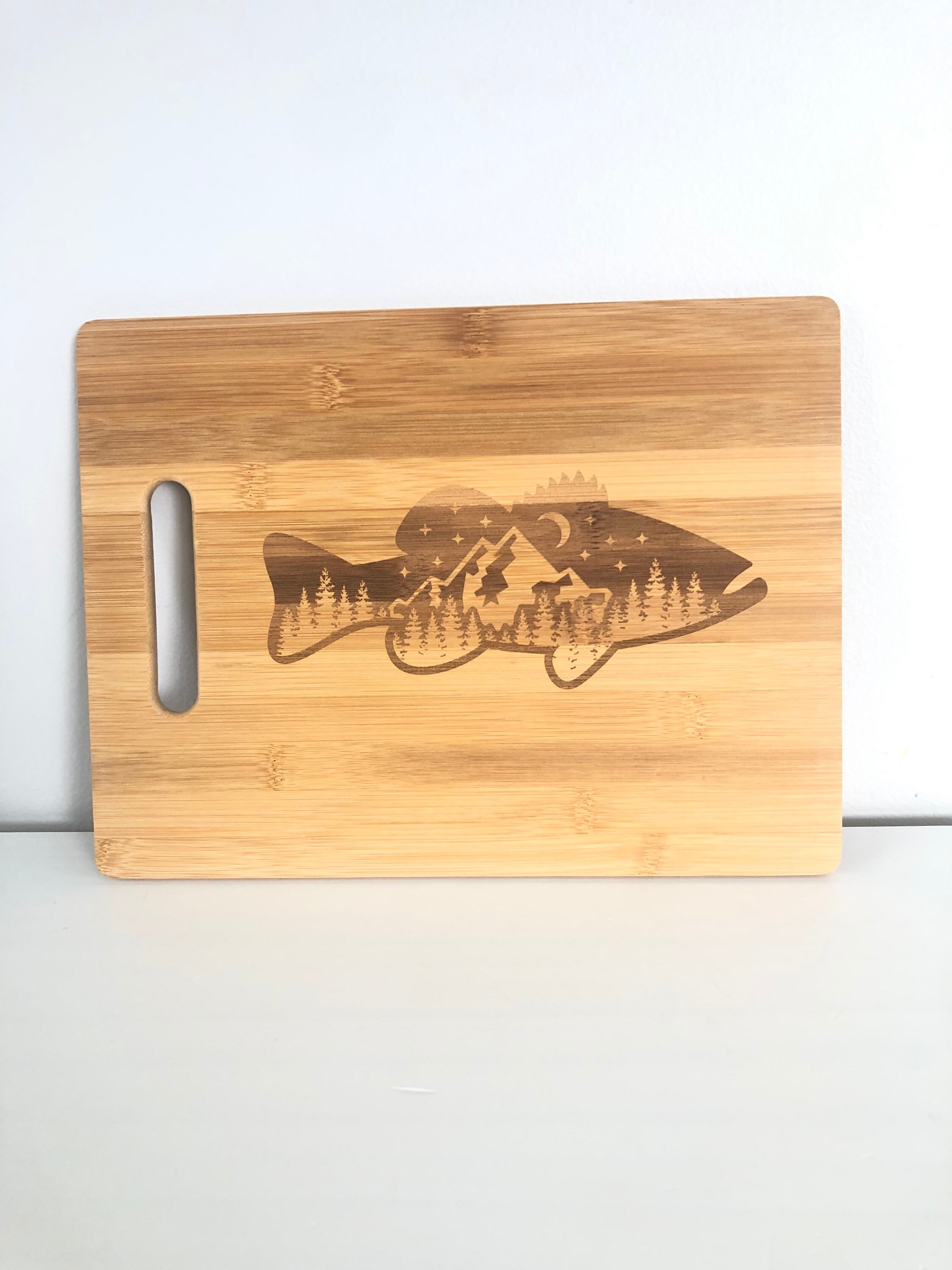 Laser Engraved Bamboo Cutting Board Fishing Gift Fish Cutting Board Fishing  Decor Fathers Day Gift Cutting Board -  Canada