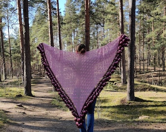 Wool crochet pink shawl - Crochet wrap