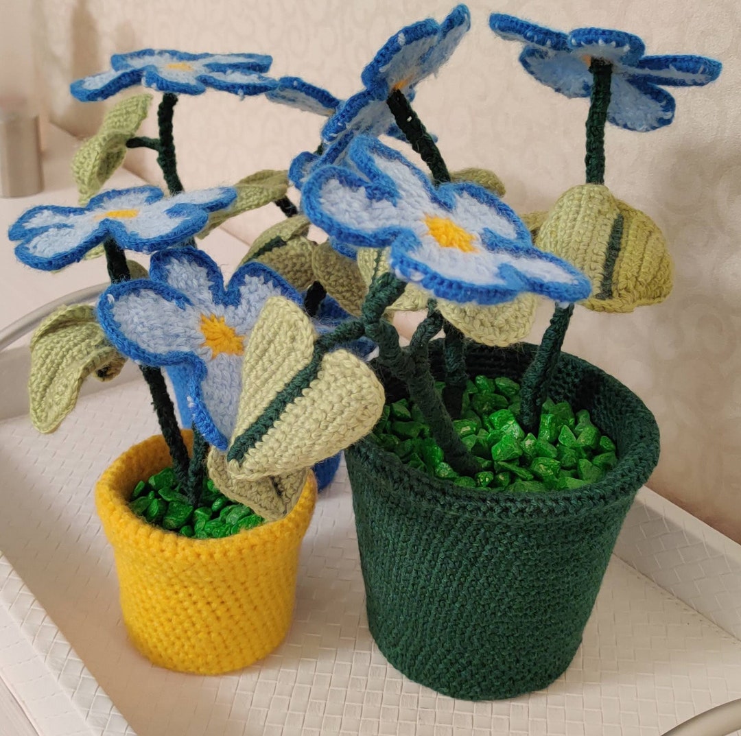 Crochet Flowers/garden/pot/knitted Garden/knitted Etsy