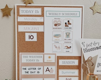 DIY School Calendar, Muted Rainbow Calendar, Early Elementary Calendar, Homeschool Calendar, Preschool Calendar