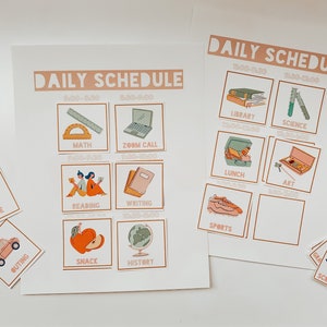 DIY Schedule for Kids - Pink, Teal, and Blue, Schedule Planner for Kids, Illustration Calendar for Kids