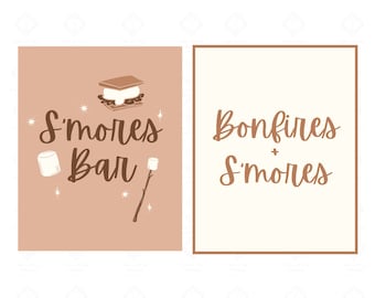 S'mores Bar Prints, S'more's Bar Garland, S'more's Gift Tags, DIY Party Decor