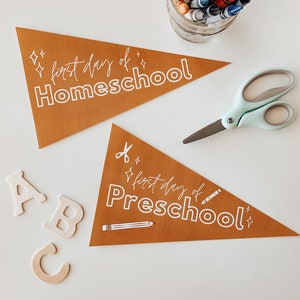 Back to School Pennants, First Day of School Pennants, First Day of Homeschool, Printables, DIY image 1