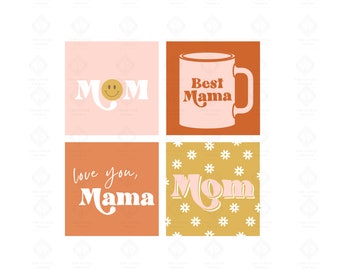 Mother's Day Retro Gift Tags, Gift Tags, Straw Embellishment, Gift Basket Printables, DIY Decor, Retro