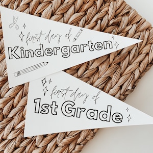 Back to School Pennants, Black and White, First Day of School Pennants, First Day of Homeschool, Printables, DIY