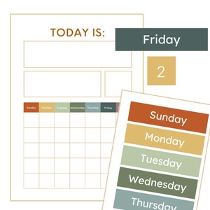 Muted Rainbow School Calendar, DIY Calendar, Morning Routine Calendar, Circle Time Calendar, Velcro School Calendar