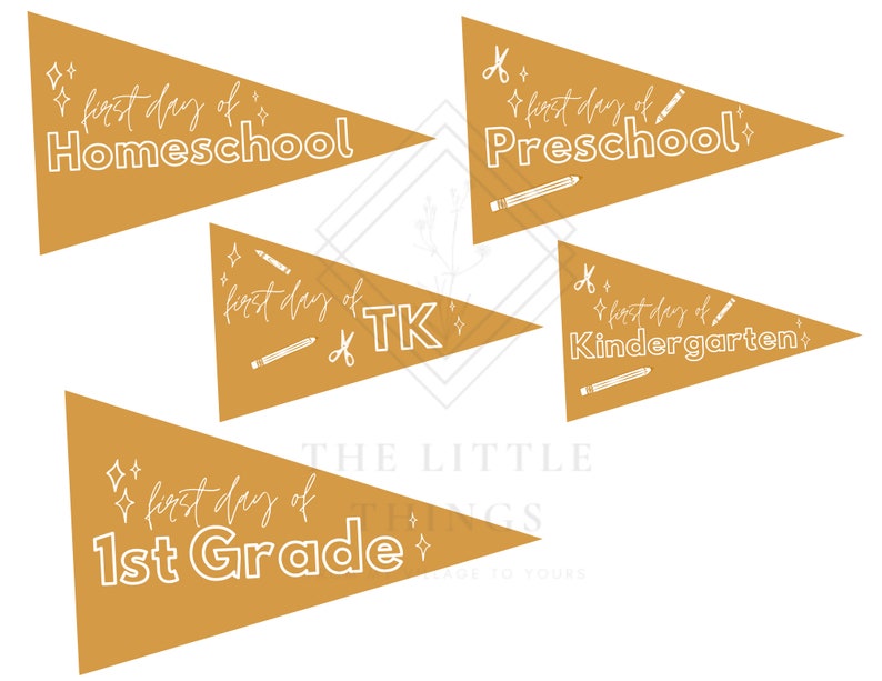 Back to School Pennants, First Day of School Pennants, First Day of Homeschool, Printables, DIY image 3