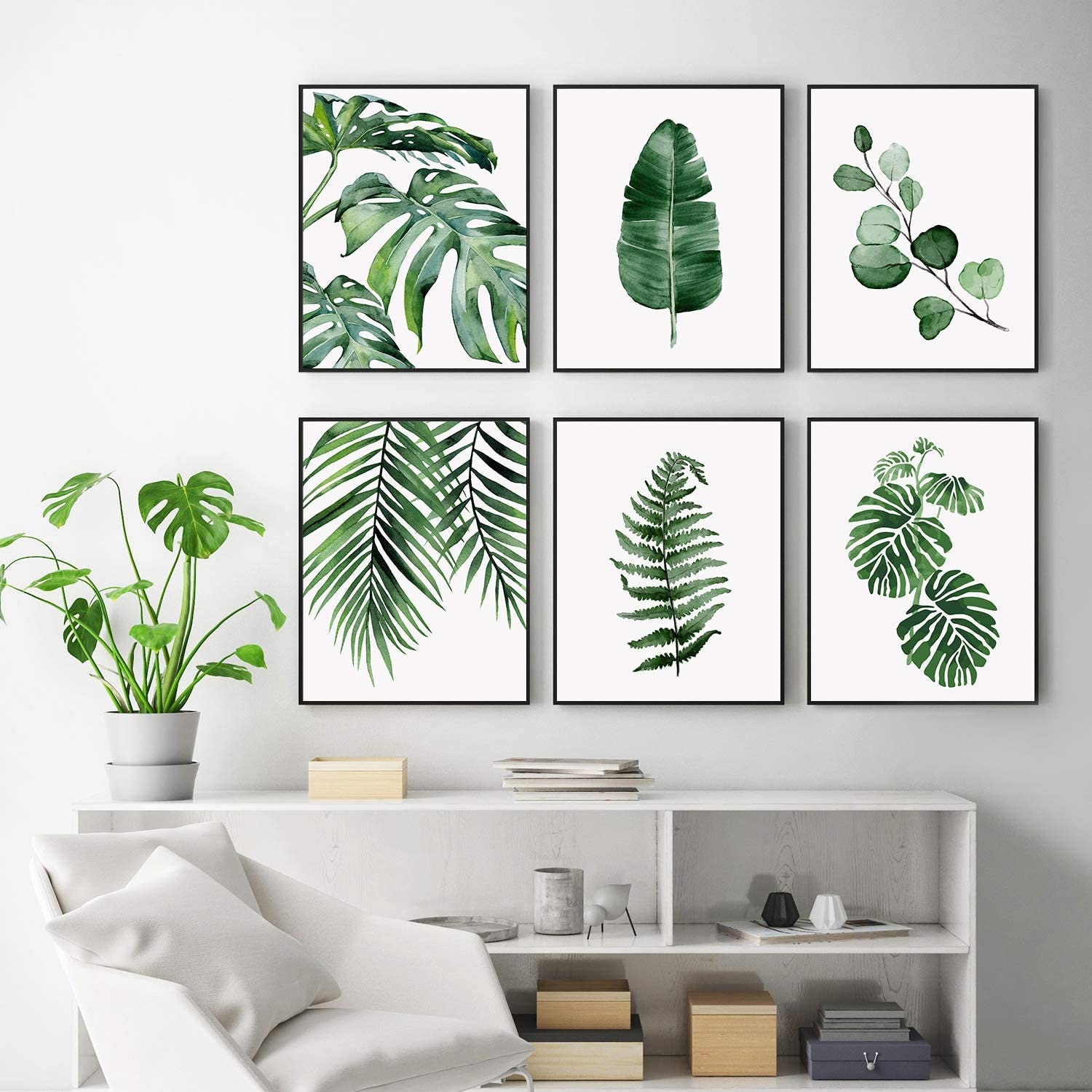 Green Botanical Wall Art Print Set of 6 Leaf Print Botanical Etsy