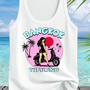 Thailand Scooter Girl Tank Top - Strandurlaub, Urlaub, Strand, Pattaya, Thailand, Strang, Scooter, Roller Fans, Thaigirls