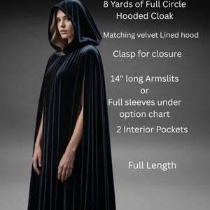 Black Velvet Cloak, FULL Circle Cloak, Lined Hood & W/Pockets, Custom Length