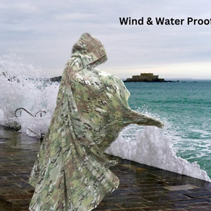 100% WATERPROOF Cloak~ Camouflage Hooded Cloak, Wind/Water proof Cloak, waterproof fabric cloak,  Hiking Cloak