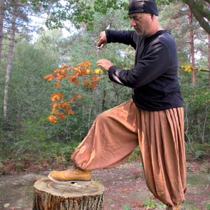 Organic Linen Viking Pants: Unisex Cosplay Baggy Trousers