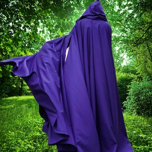 Purple FULL Circle Cloak, Large Hooded, Witch Cosplay, Wizard Mantle, Custom Length