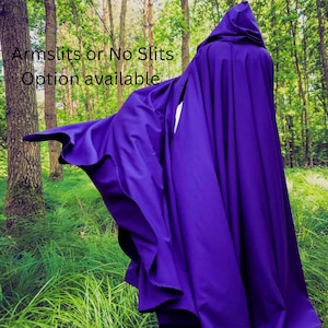 Purple FULL CIRCLE Cloak~ Wizard hooded mantle Cloak, Sorcerer Cloak, Witch Cosplay, magician Cape, Mage Outfit robe, Pockets Cloak~