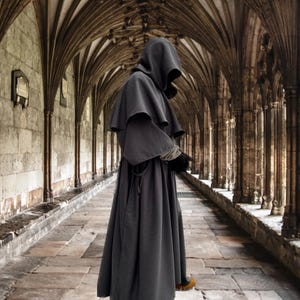 Medieval Monk Robe, Hooded cowl , 3 piece set, Monk Habit Robe, Men&#39;s Robe~ Black Monk Robe~ Grey Robe~ Costume Robe ~Ready to MAIL Robes