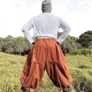 Handmade Cotton Viking Pants,: Copper Color, Adjustable Drawstring
