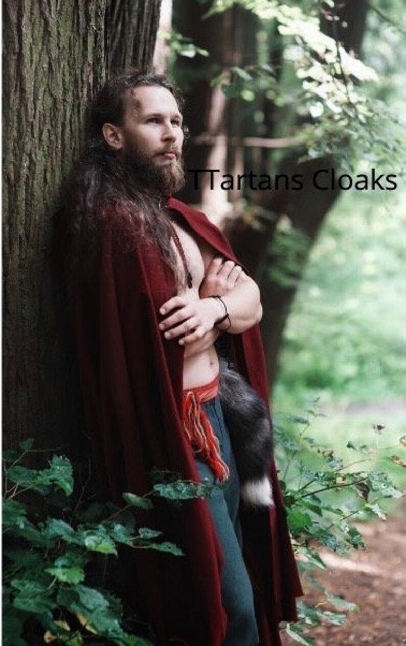 Dark Burgundy Medieval Ranger Cloak Brown Color Cloaks Available Grey Full Circle Cosplay Cloak Maroon Hooded cloak Cosplay Cloak