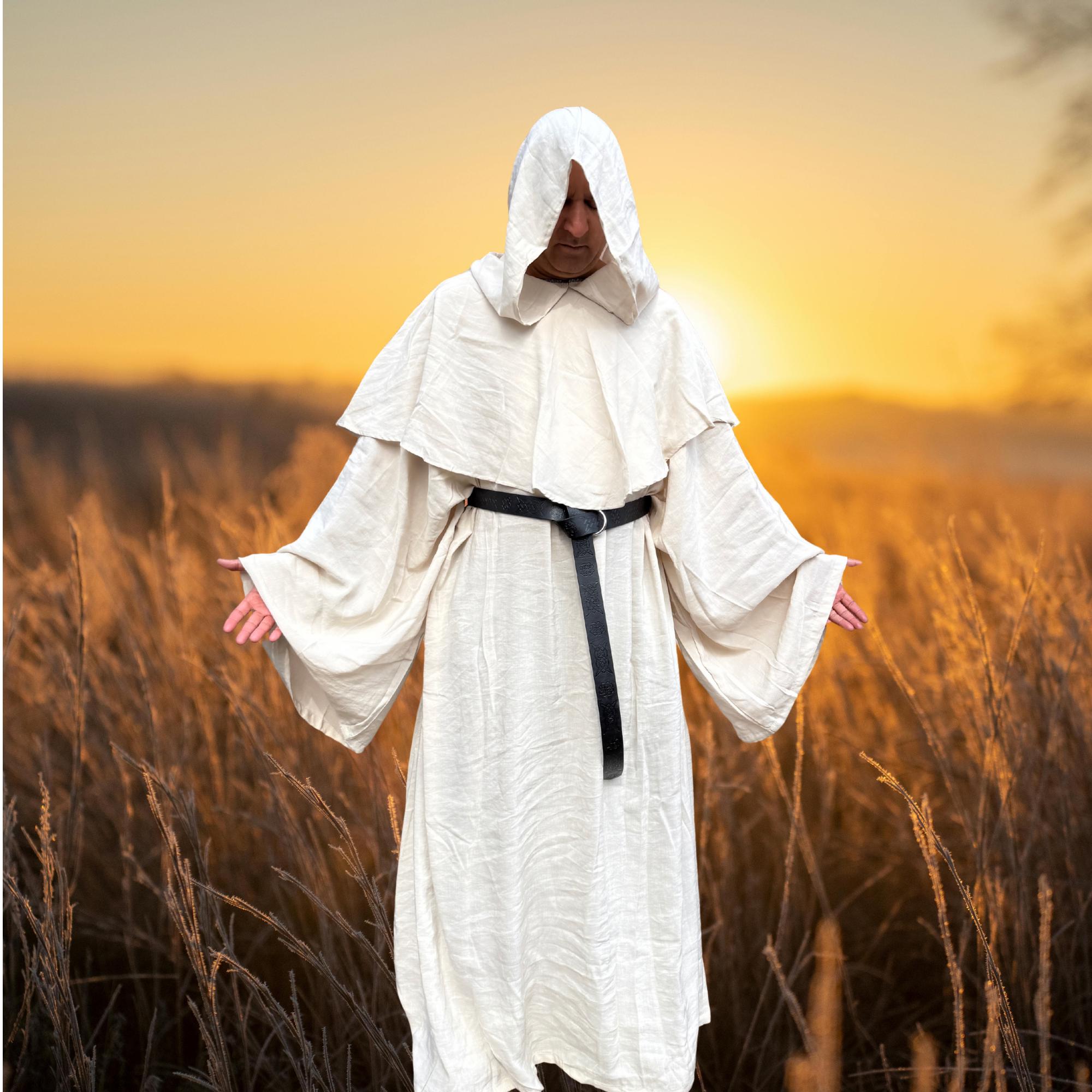 Organic Linen Monk Robe With Hood, Medieval Cassock Costume. - Etsy