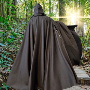 Grey FULL Circle Cloak, Large Hooded Cloak, Renaissance Faire, Cosplay, Knight Cloak, Custom Length