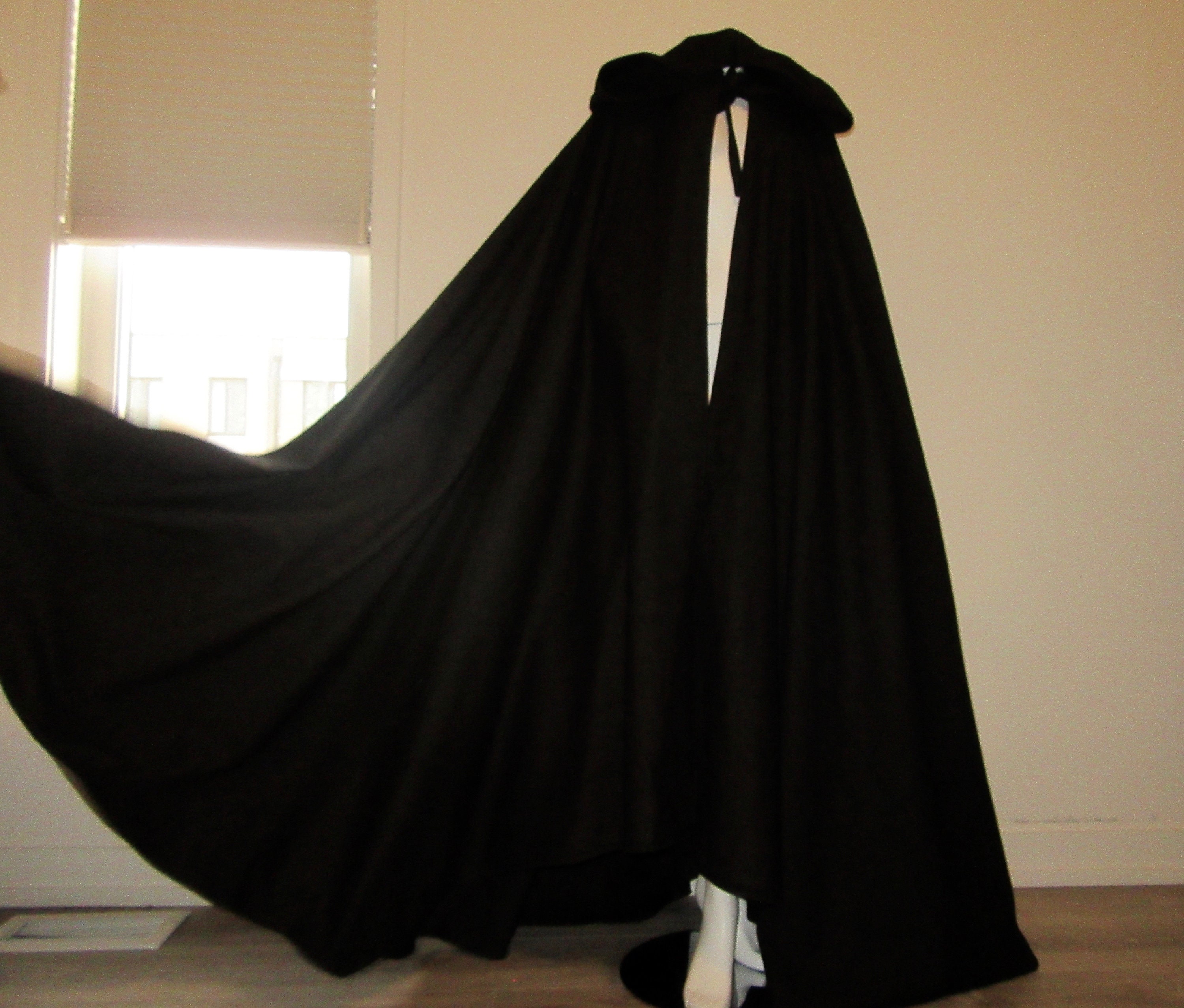 Pure Wool Black Cloak Full Circle Black Cloak Armholes with | Etsy