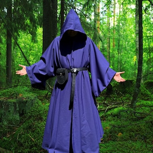 Purple FULL SLEEVES  Cloak~ Hooded Cloak~ 2 Large Pockets~ Renaissance Cloak~ Wizard hooded Cloak, LARP magician Robe~