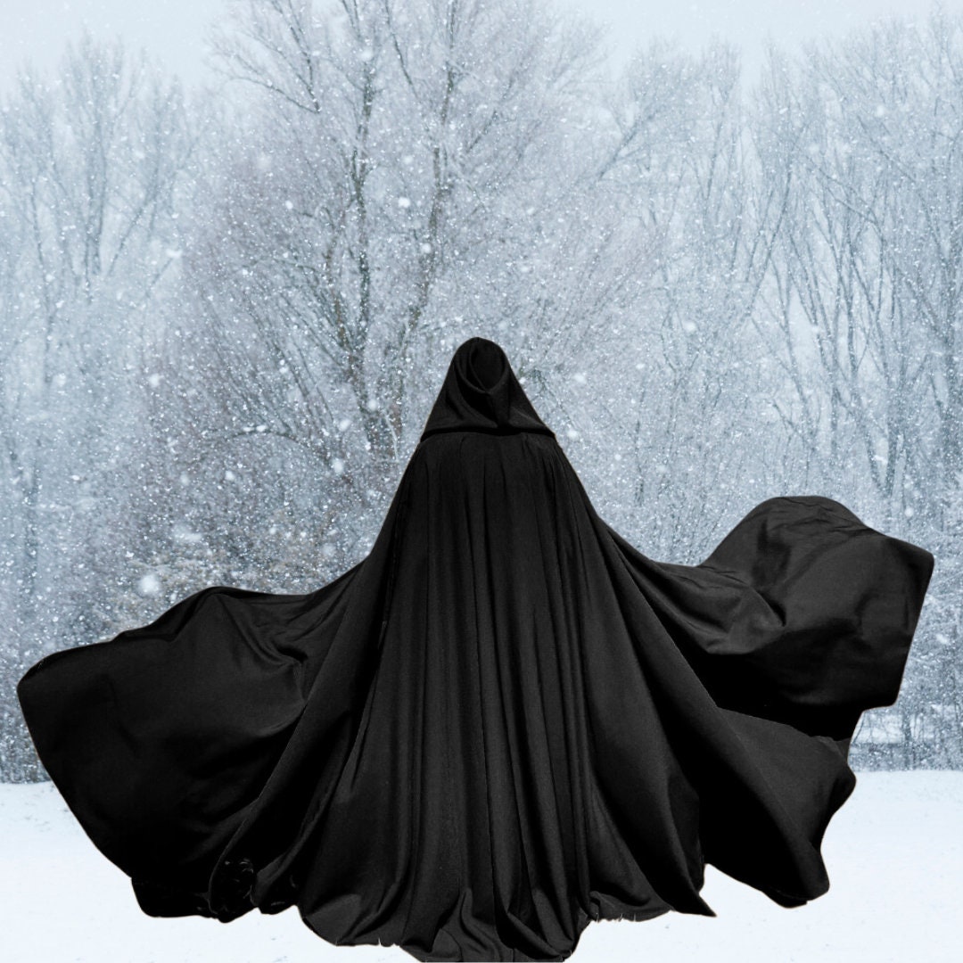 Black FULL Circle Hooded Cloak, Renaissance Cloak, Cosplay Cloak , 2