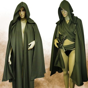Green Hooded Cloak, Knight&#39;s Cloak,  Renaissance Fair Cloak, Cosplay Cloak, Cloak , Unisex, Ritual Cloak,  Hooded Cloak with Scarf