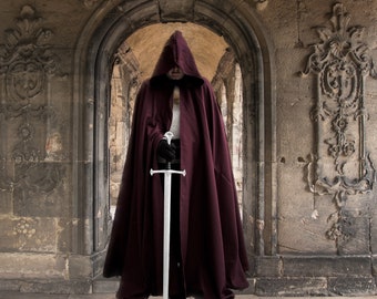 Burgundy Cloak~ Ranger Cloak~ Warrior's Medieval Hooded Cloak~ Cosplay Cloak~ Halloween Cloak~ Water resistant cloak