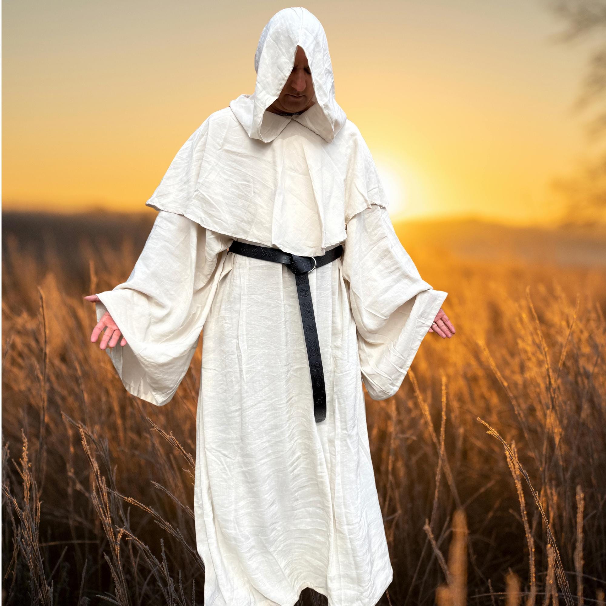 Moshe Robe Organic Linen Monk Robe With Hood, Medieval Cassock Costume. - Etsy