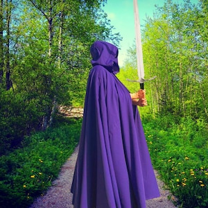 Amethyst Kapuzen Umhang, Renaissance Cosplay Umhang, Taschen Umhang, Benutzerdefinierte Länge