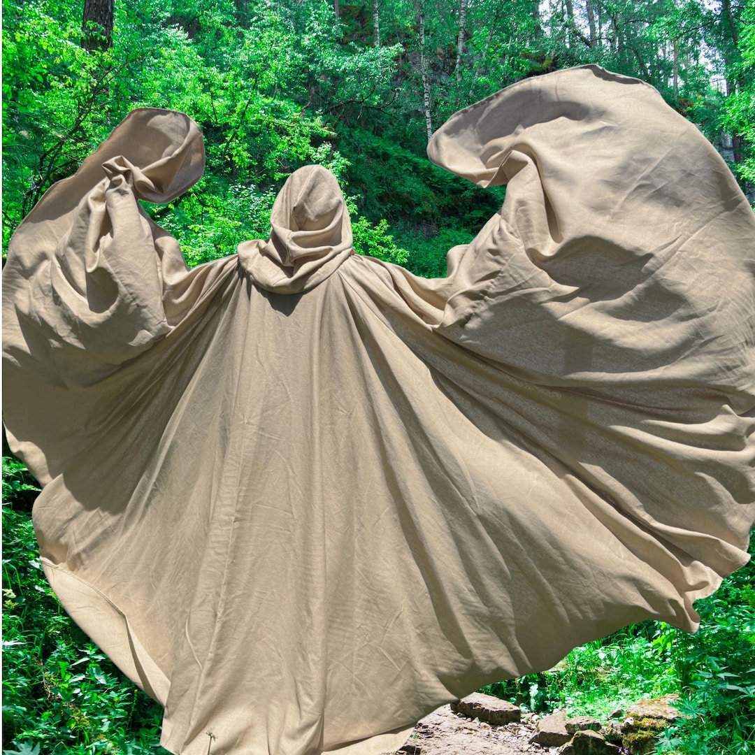 Cloack Rag Beiege Organic Linen FULL Circle Cloak~ Custom Made - Etsy