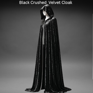 Black  Crushed Velvet  Renaissance Faire~ FULL Circle Cloak~ Cosplay Velvet Cloak~ Wedding Velvet cloaks ~ Hooded Cloak~ Cosplay Cloak
