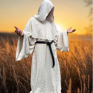 Moshe Robe Organic Linen Monk Robe With Hood, Medieval Cassock Costume. - Etsy
