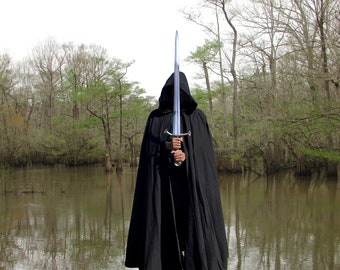 Pure Linen Full Circle Cloak~ Medieval Ranger Cloak~ Black Pure Linen Cloak~ Warrior's Cloak~ Cosplay Cloak