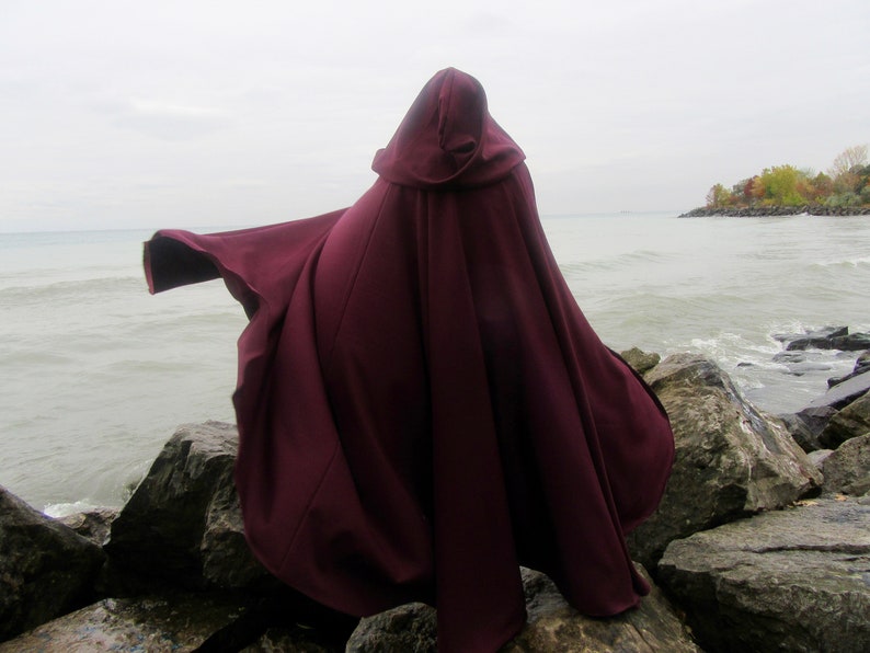 Dark Burgundy Medieval Ranger Cloak Brown Color Cloaks Available Grey Full Circle Cosplay Cloak Maroon Hooded cloak Cosplay Cloak