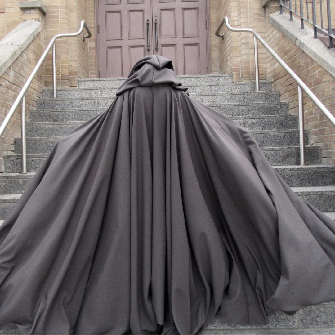 Charcoal Grey Full Circle Cloak~ Hooded Cloak W/large Charcoal Grey Full Circle Cloak~ Hooded Cloak W/large