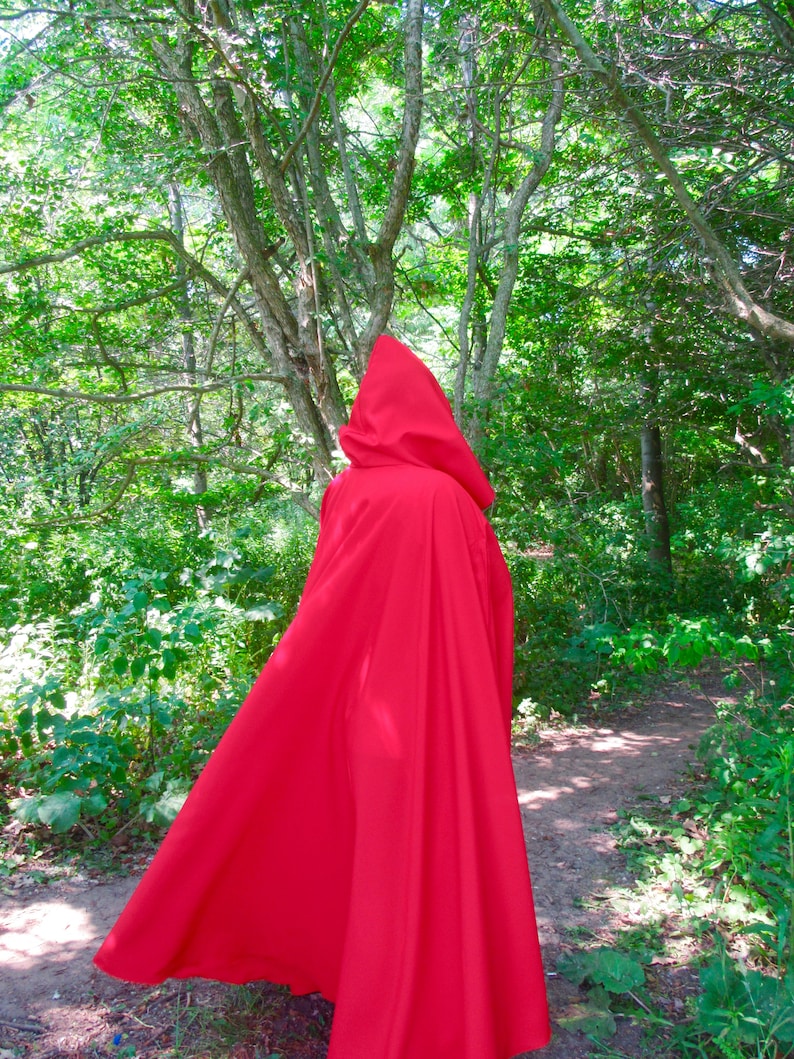 Wedding claoks Armholes Cloak Full Circle Red Cloak Hooded Red Cloak Pockets Cloak Poly Viscose Fabric Red Riding Hood Cloak