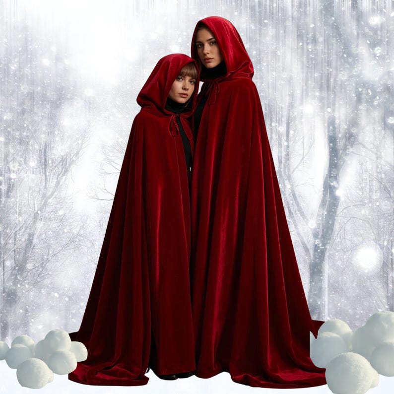 High Rise Cloak Red Velvet Cloak~ Luxurious Full Circle Cloak, Large LINED Hood ...