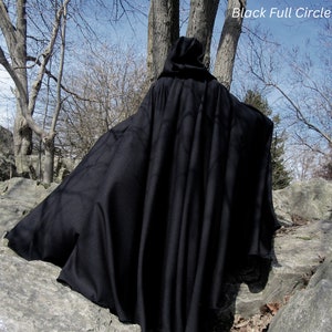 Black Hooded Cloak~ Full Circle Cloak~ Extra LARGE HOOD Comic Con Cloak~ Water Resistant~ Cosplay Cloak~ Halloween Cloak