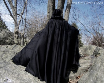 Black Hooded Cloak~ Full Circle Cloak~ Extra LARGE HOOD Comic Con Cloak~ Water Resistant~ Cosplay Cloak~ Halloween Cloak