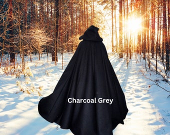 Pure Wool Melton Cloak~ Half Circle Cloak~ Extra Large Hooded Cloak~2 Free Pockets Cloak~ Ranger's  Cloaks~