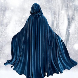 Velvet Cloaks, Medieval Fantasy Cloak,  Matching Lined Hood with two interior Pockets