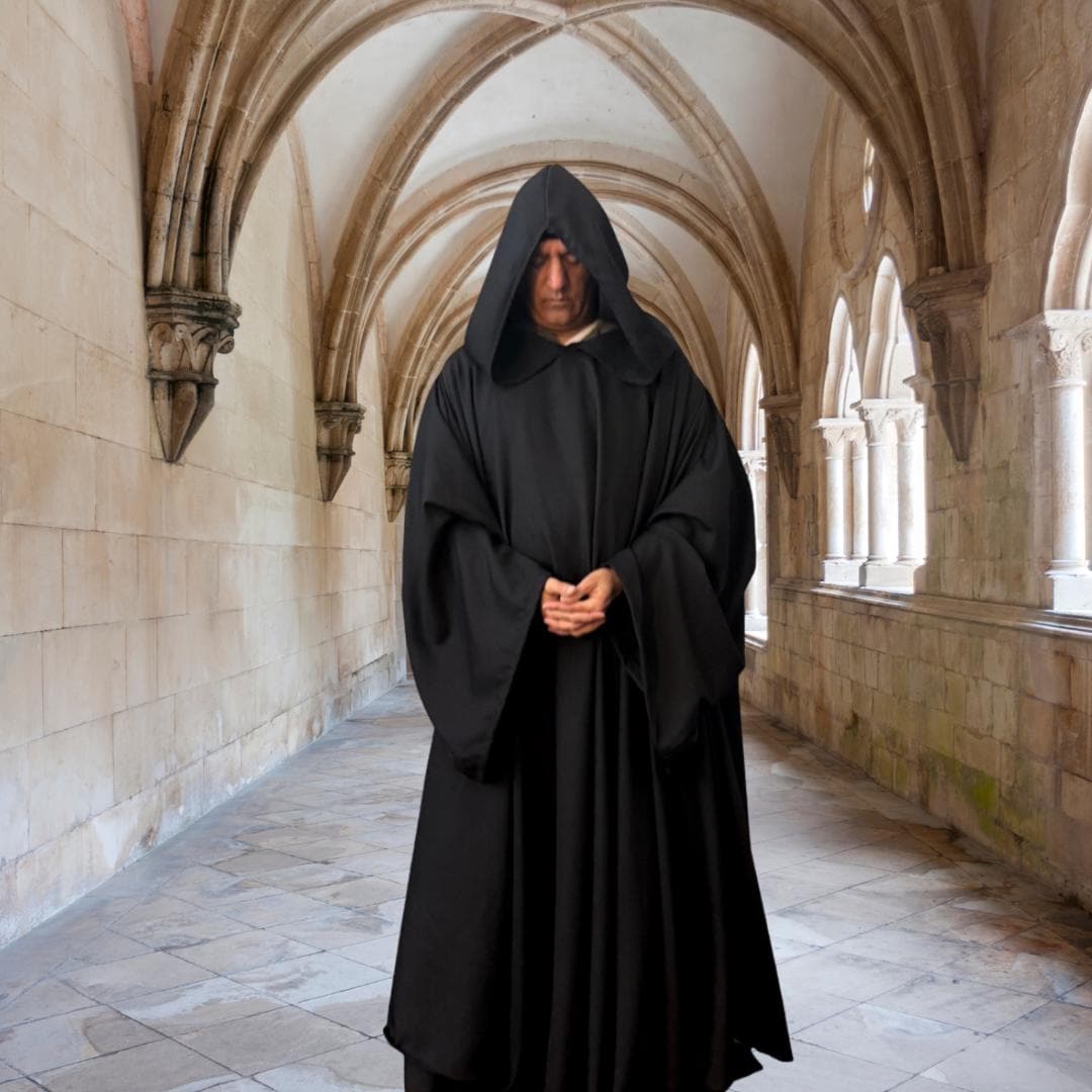Black Tau Hooded Ritual Robe, Benedictine Cuculla , Ceremonial Monk ...