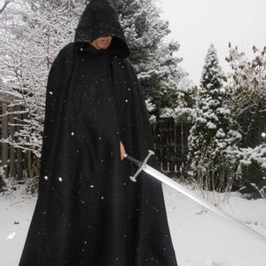 100% Pure WOOL Black Melton Cloak~ Large pockets , Full Sleeves Option, FULL CIRCLE Cloak~ Wind/Water Resistant Cloak~ Clasp for Closure