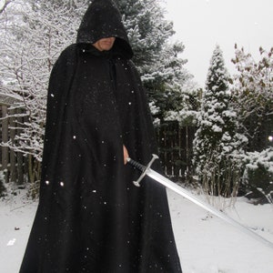 BLACK Pure Wool Melton Cloak~ FULL CIRCLE Cloak Wind/Water Resistant Cloak~ Custom made Cloak~ Extra Large Hood~ More Colors Available