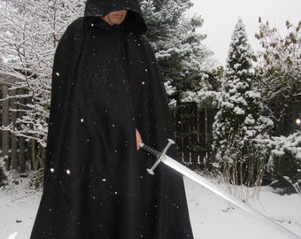 BLACK Pure Wool Melton Cloak~ FULL CIRCLE Cloak Wind/Water Resistant Cloak~ Custom made Cloak~ Extra Large Hood~ More Colors Available