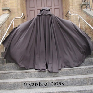 Charcoal Grey FULL Circle Cloak,  Large Hooded Cloak, Cosplay Cloak, Pockets Cloak, Grey Cloak
